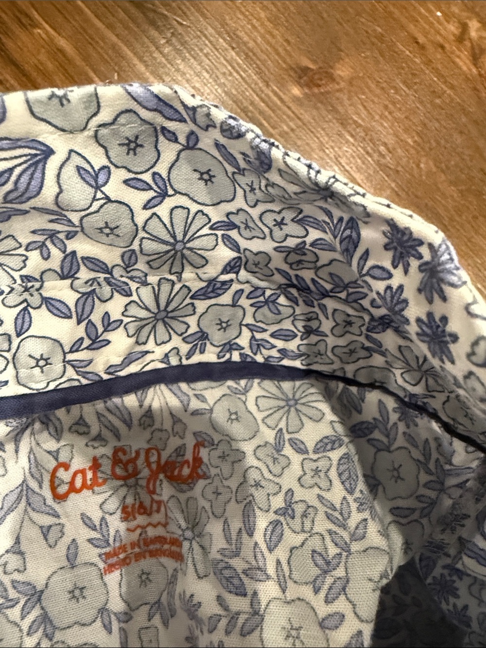 Boys Blue and White Floral Short-Sleeve Shirt - Picture 3 of 3